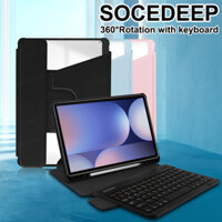 Socedeep cho Samsung Galaxy Tab S10 S9 FE Plus S6 Lite A8 A9 Plus Chân đế xoay Chống sốc Mặt sau máy tính bảng Acrylic thông minh có giá đỡ bút chì & Bàn phím không dây có thể tháo rời