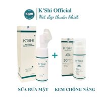 [SOCK MUA 1 ĐƯỢC 2 ] Bộ Sữa Rửa Mặt Trắng Da Ngừa Mụn Và Kem Chống Nắng K'shi Chính Hãng  Với SPF 50+