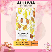 Socola đen nguyên chất Alluvia 70% cacao nhân Hạnh Nhân  , Alluvia Chocolate Dark chocolate Almond