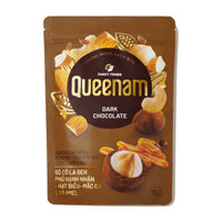 Socola đen phủ hạnh nhân - hạt điều - Macca Caramel Queenam gói 75g (1 Gói)
