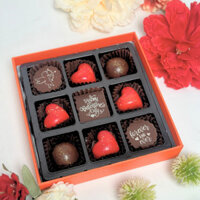 Socola Valentine Trái tim thổn thức SO09 Cam -Hộp Sô cô la 9 viên 12.5x12.5
