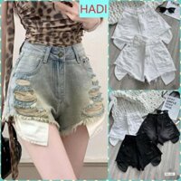 [SODM221] QUẦN SHORT JEANS ĐÙI NỮ LƯNG CAO RÁCH 6 MẢNG LỘ TÚI MÀU XANH NHẠT TRẮNG ĐEN XÁM LAI TUA CỰC MÁT MẺ XỊN SÒ