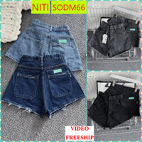 [SODM66]QUẦN SHORT JEAN ĐÙI NỮ LƯNG CAO 2 TÚI SAU ĐẬY KÈM MẠC XANH LAI CUỐN MÀI LAI MÀU XANH NHẠT XANH ĐẬM XÁM NHẠT XÁM