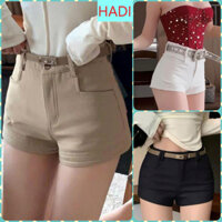 [SODS1893] QUẦN SHORT JEANS ĐÙI NỮ LƯNG CAO TÚI VUÔNG ĐĨA CẶP CO GIÃN LAI CAO MÀU TRẮNG ĐEN KEM TÔN DÁNG HOT HIT