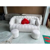 sofa băng vải lông cừu trắng