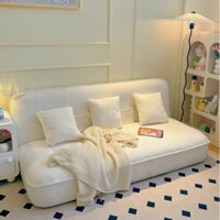 Sofa bed - Sofa Giường Bọc Nỉ Lông Cừu, Sofa Giường gấp thành ghế decor phòng cực xinh