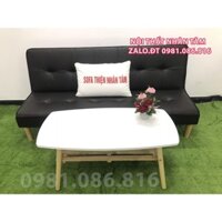 sofa bed sofa giường đa năng simili kèm bàn chữ nhật trắng phòng khách salon chung cư