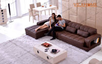 Sofa Da Góc Chữ L Cỡ Lớn Màu Nâu - 232