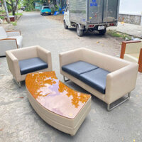 Sofa da kèm bàn chân inox thanh lý