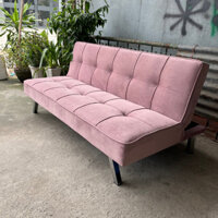 Sofa ghế giường thông minh màu hồng phấn chất vải nhung cao cấp decor nhà cực xinh giao hàng toàn quốc