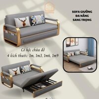 Sofa Giường ELUY 3 Chế Độ Đa Năng, Giường Gấp Gọn Thông Minh Có Ngăn Chứa Đồ Tiện Lợi Màu Ghi Khung Vàng Sang Trọng 4 KT