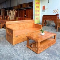 Sofa Giường Gấp Gọn Gỗ Gõ Đỏ Kết Hợp Bàn Hiện Đại