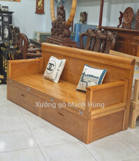 Sofa giường - giường gấp gỗ gõ đỏ