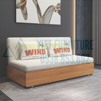 Sofa giường gỗ  sồi tự nhiên 1m2, giường sofa phủ bì 1m3 gỗ tự nhiên khung gầm sắt siêu chắc chắn(Tặng kèm 2 hộc +2 gối)