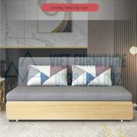 Sofa giường gỗ  sồi tự nhiên 1m2, giường sofa phủ bì 1m3 gỗ tự nhiên khung gầm sắt siêu chắc chắn(Tặng kèm 2 hộc +2 gối)