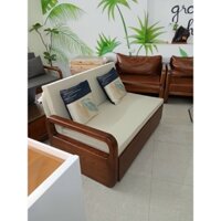 Sofa giường thông minh 1m2 gỗ tự nhiên khung gầm sắt, giường sofa gỗ sồi tự nhiên xịn xò cực bền tặng 4 gối hai hộc