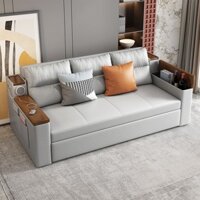 Sofa giường thông minh nệm cao su - sơ dừa vải sợi nano thoáng khí, sofa phòng khách có loa bluetooth, cổng sạc usb