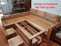 Sofa góc tay trứng mặt nan gỗ Sồi Nga