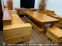 Sofa nguyên khối gỗ kate (gõ đỏ) + Lộc bình gỗ cẩm vàng