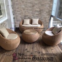 sofa nhựa giả mây cao cấp