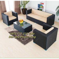 sofa nhựa giả mây phòng khách ( dài 1,5m)