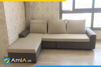 Sofa phòng khách chung cư dạng góc nỉ phối màu AmiA PK200