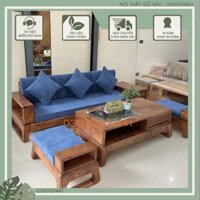 Sofagiaxuong Sofa gỗ sồi nga nhỏ gọn cho phòng khách chung cư, ảnh thật tại shop giá gốc tại xưởng kèm 1 bàn và 1 đôn