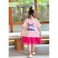 (Sofia chính hãng) (Ảnh thật) quần áo hè, Đầm thun lạnh cotton 4C siêu nịnh dáng cho bé hoa văn Kuromi điện thoại sịn 13