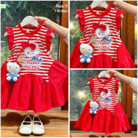 (Sofia chính hãng) (Top váy bán chạy) KO KÈM TÚI Đầm Váy Hello Kitty dáng xoè siêu xinh bé gái đón Noel/ Tết