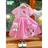 (Sofia chính hãng) (Top váy Hello kitty) tuyệt phẩm đầm ko túi Hello Kitty nơ màu Hồng quá xinh cho bé gái 13-45kg