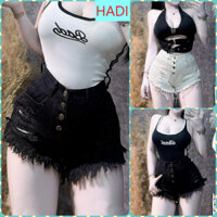 [SOGE2174] QUẦN SHORT JEANS ĐÙI NỮ LƯNG CAO RÁCH CÀO ĐÙI 4 NÚT LAI TUA XÙ MÀU TRẮNG ĐEN SIÊU HOT HIT CÁ TÍNH