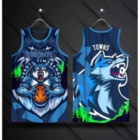 Sói 01 Áo đấu Karl-Anthony Towns thăng hoa đầy đủ áo bóng rổ nylon spandex