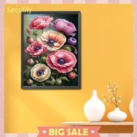 Sợi bông sinh thái thêu đầy đủ 11CT In hoa anh túc thêu chữ thập 40x55cm [Secolily.vn]