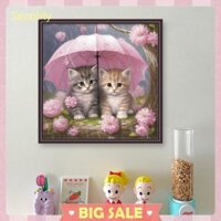 Sợi bông thêu đầy đủ 11CT In hình mèo có thêu chữ thập umbrell40x40cm [Secolily.vn]