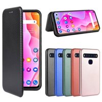 Sợi Carbon Lật Từ Da Dành Cho TCL 10L Đựng Thẻ Đứng Ốp Lưng Điện Thoại TCL 10 Pro Lite Bao Coque Fundas