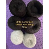 sợi mohair đen và xám loang 900g