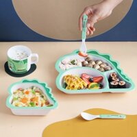Sợi Tre Bộ Đồ Ăn Trẻ Em Sáng Tạo Ngăn Đĩa Ăn Cho Bé Ngăn Đĩa Hoạt Hình Tập Đi Thực Phẩm Bổ Sung Bát20250331