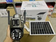 Solar Camera 4G Yoosee màu đen 2 mắt 2 khung hình, khe sim 4G - Mẫu Mới (12 LED + Còi báo động trắng + App: V380 PRO)