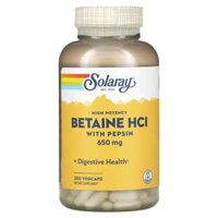 Solaray High Potency Betaine HCL with Pepsin 650 mg 250 VegCaps