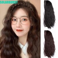 Solarburst Nửa Đầu Tóc Giả, Băng Đô Quấn Đầu Xương Cá Lông Tơ Tổng Hợp Tóc Giả, Kẹp Sóng Nước Trong Xoăn Bện Dài Sóng Băng Đô Tóc Giả Lolita
