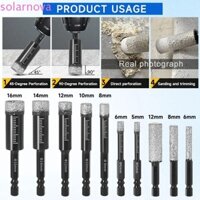 Solarnova 10 CÁI Mũi khoan gạch, Chân lục giác Dễ dàng loại bỏ Chip Mũi khoan khô hàn, Kích thước mũi khoan 5-16mm được phủ bằng hộp lưu trữ Bộ thanh mài đá Granite