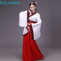 Solarza Bộ đồ đường Trung Quốc, Váy biểu diễn dài tay Hanfu dài, Váy khiêu vũ sườn xám chắp vá cổ điển Trang phục truyền thống Trung Quốc Cosplay