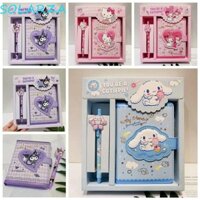 Solarza Cinnamoroll Notebook, Khóa da PU Kuromi Buckle Notepad, Học tập cho trẻ em Anime Kitty Tài khoản tay Anime Tài khoản tay Anime Hộp quà tặng Notepad