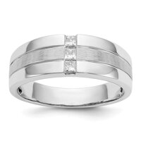 Solid 14K White Gold Men's Diamond Ring Brushed Matte Finish Band (.24 cttw.)