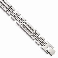 Solid Stainless Steel Diamonds Unique 8.75in Bracelet 8.75" (.26 cttw.)