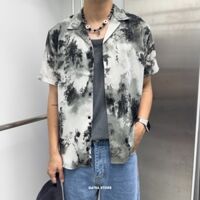 Sơmi KAF lụa họa tiết Ink Forest - Trắng