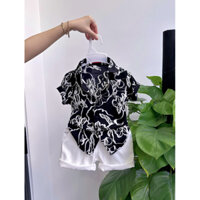 sơmi nền đen bông trắng chưa bao giờ hết hot cho bé trai 10kg đến 54kg