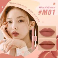 Son bóng 2 trong 1 hai đầu Matte Glossy son môi Son môi lâu trôi trang điểm