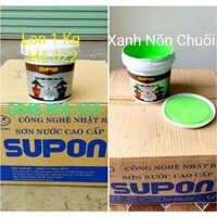 Sơn Chậu Cảnh Cao Cấp Màu Xanh Nõn Chuối ( Lon 1 Kg ) Dòng Sơn Bán Bóng Hệ Nước ,Kháng Kiềm