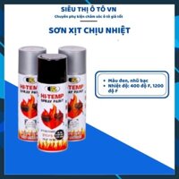 Sơn Chịu Nhiệt Hi-temp Bosny - Sơn Xịt Nhiệt Độ Cao 400-1200 độ F Màu Đen, Nhũ Bạc BOSNY Hàng Chính Hãng -sieuthioto